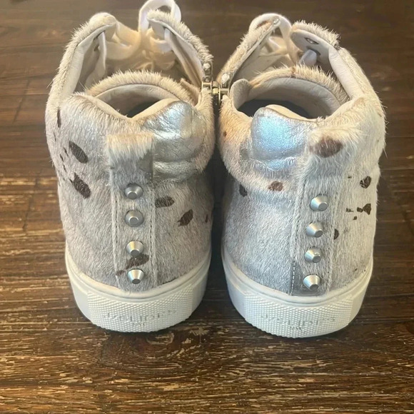 J/Slides Ludlow Metallic Calf Hair High Top Sneakers Women’s 8.5 Platform Luxe - Picture 4 of 10